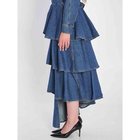 Alaia Women Spiral Skirt In Denim Skirts